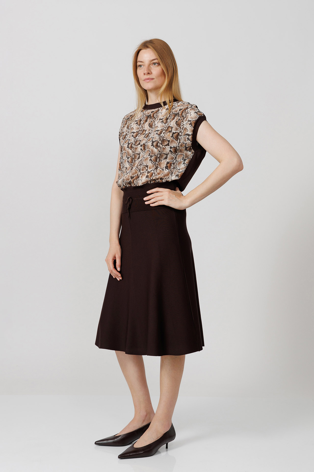 BLUZA DIN VISCOZA CU PARTE TRICOTATA 8061P