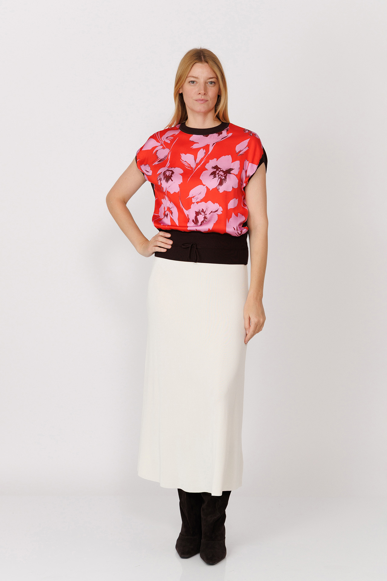 BLUZA DIN VISCOZA CU PARTE TRICOTATA 8061P