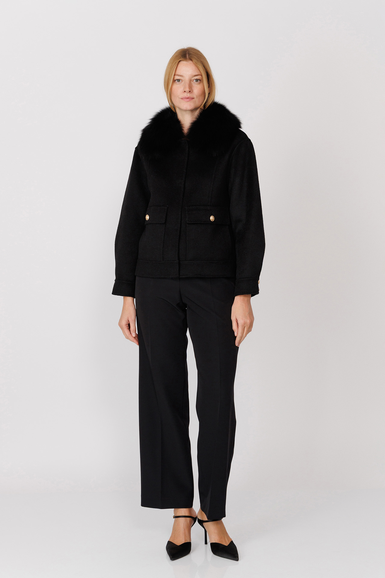 JACHETA LANA-CASMIR CU GULER BLANA Y3039J